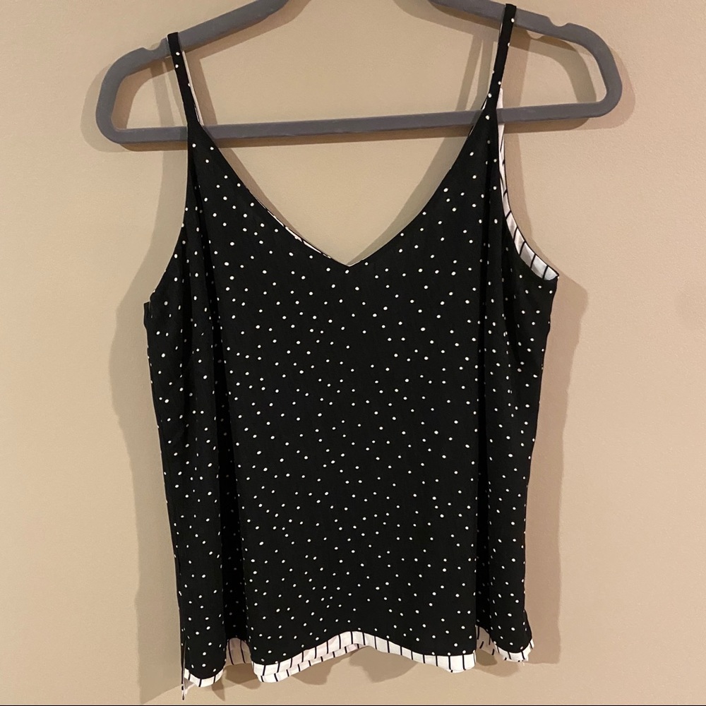 WHBM Black Polka Dot/Striped Tank Top Size: M